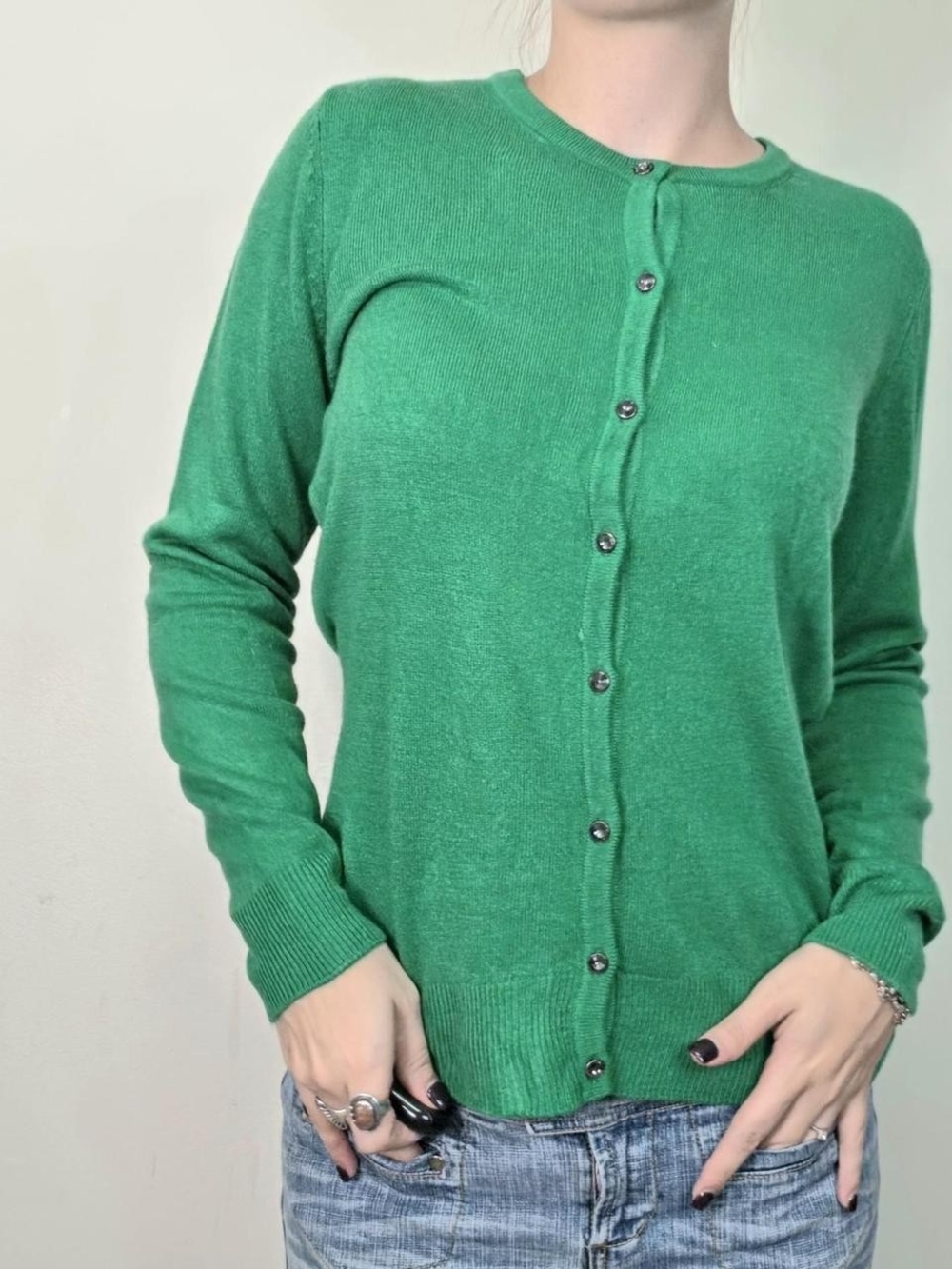 Vintage green button up cardigan sweater